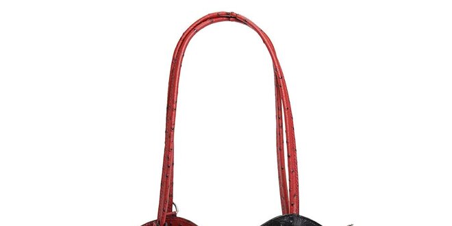 Dámská černo-červená kožená kabelka s reliéfním vzorem Florence Bags