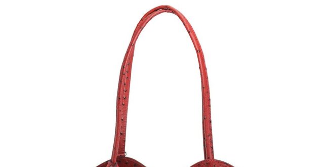 Dámská červená kožená kabelka s reliéfním vzorem Florence Bags