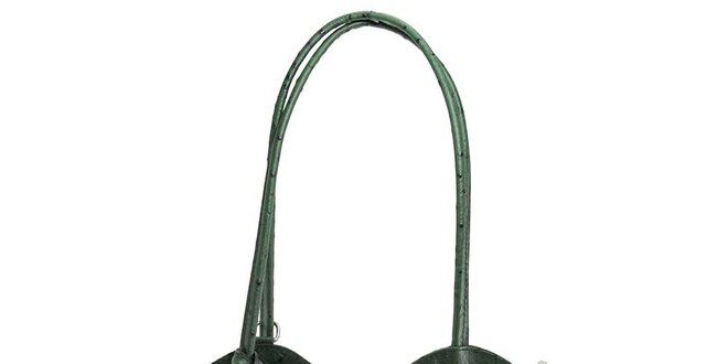 Dámská tmavě zelená kožená kabelka s reliéfním vzorem Florence Bags