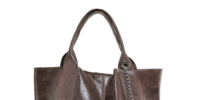Dámská kaštanová kožená kabelka s třásní Florence Bags