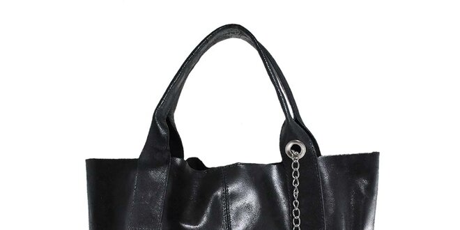 Dámská černá kožená kabelka s třásní Florence Bags