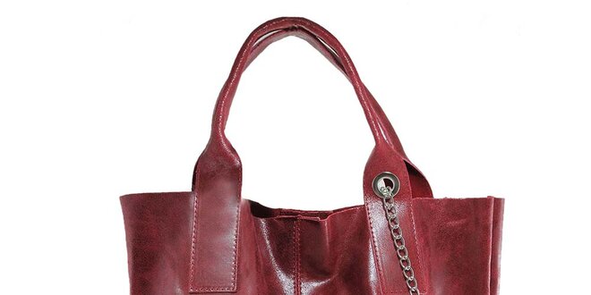 Dámská červená kožená kabelka s třásní Florence Bags