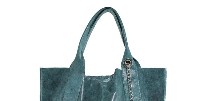 Dámská zelená kožená kabelka s třásní Florence Bags