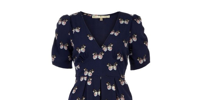 Dámské tmavě modré šaty s motýlky Uttam Boutique