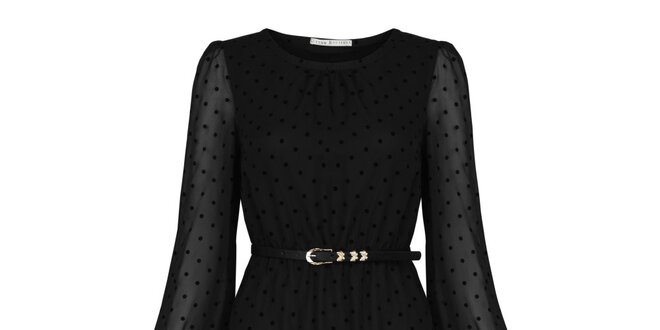 Dámské černé šaty s puntíky Uttam Boutique
