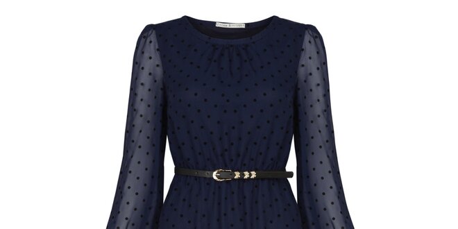 Dámské tmavě modré šaty s puntíky Uttam Boutique