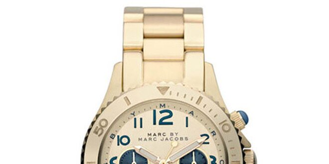 Dámské zlaté hodinky s modrými prvky Marc Jacobs