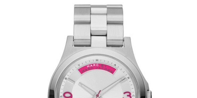 Dámské stříbrné hodinky s fuchsiovými prvky Marc Jacobs