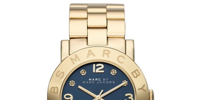 Dámské pozlacené ocelové hodinky s tmavým ciferníkem Marc Jacobs