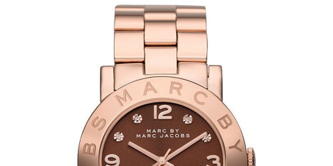Dámské pozlacené ocelové hodinky s hnědým ciferníkem Marc Jacobs