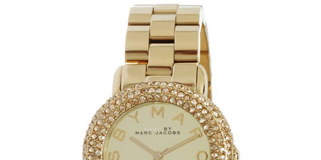 Dámské zlaté hodinky s bílými krystaly Marc Jacobs