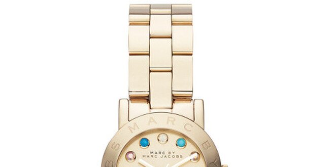Dámské pozlacené hodinky s barevnými krystalky Marc Jacobs