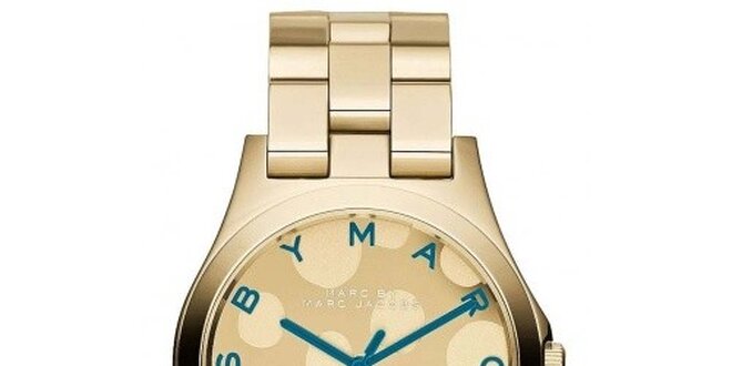 Dámské pozlacené hodinky s tyrkysovými prvky Marc Jacobs