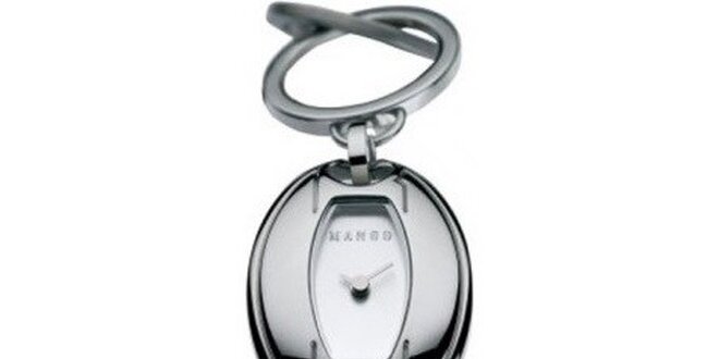 Dámske hodinky Mango se stříbrným ocelovým náramkem a černým ciferníkem