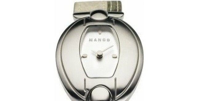 Dámske hodinky Mango s bílým ciferníkem a béžovým koženým řemínkem