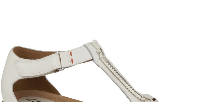 Dámské bílé kožené sandálky s ozdobnými knoflíčky Clarks