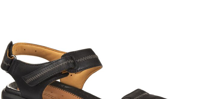 Dámské černé kožené sandálky s kontrastním prošíváním Clarks