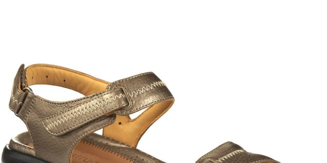 Dámské metalické kožené sandálky s prošíváním Clarks
