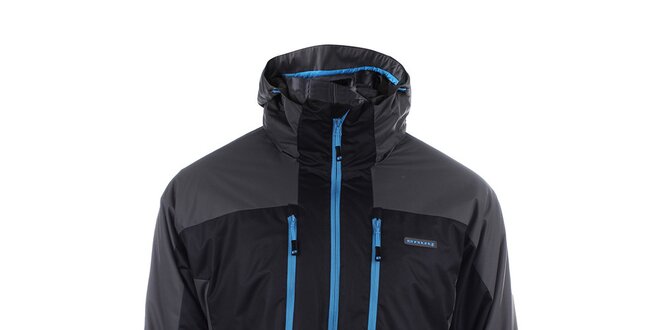 Pánská černo-šedá lyžařská bunda s modrým zipem Envy