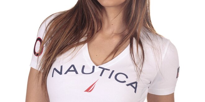 Dámské bílé tričko s véčkovým výstřihem Nautica