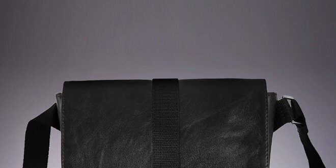 Pánská černá kožená crossbody taška Solier
