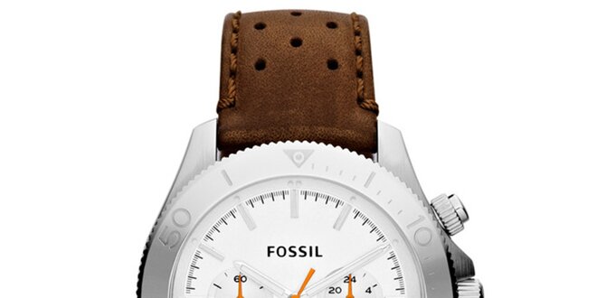 Pánské analogové hodinky s koženým řemínkem Fossil