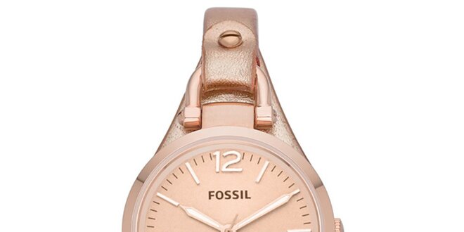 Dámské růžově zlaté analogové hodinky Fossil