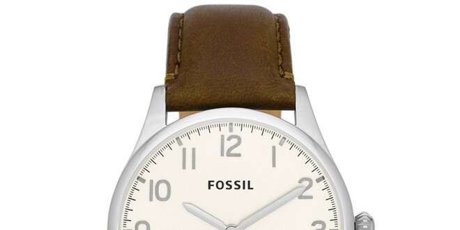Pánské hodinky s hnědým koženým páskem Fossil