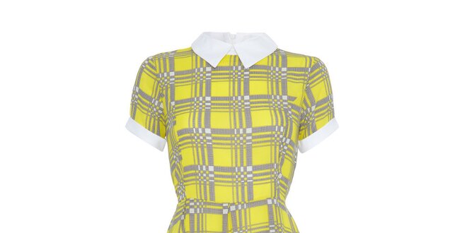 Dámské žluté vzorované šaty s límečkem Iska