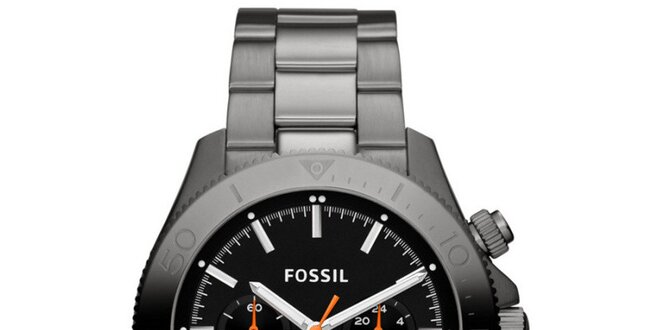 Pánské šedočerné analogové hodinky s chronografem Fossil
