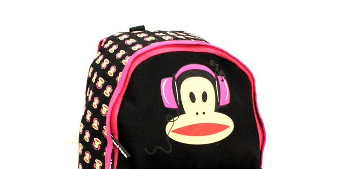Černý batoh s růžovými prvky Paul Frank
