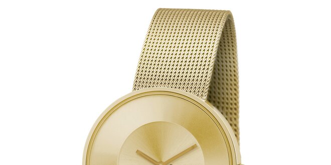 Zlaté hodinky s texturovaným řemínkem Lambretta