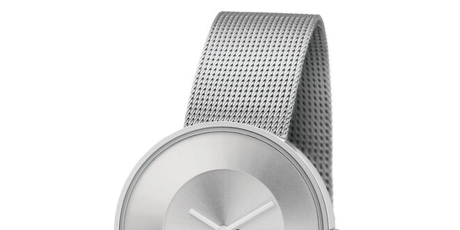 Stříbrné hodinky s texturovaným řemínkem Lambretta