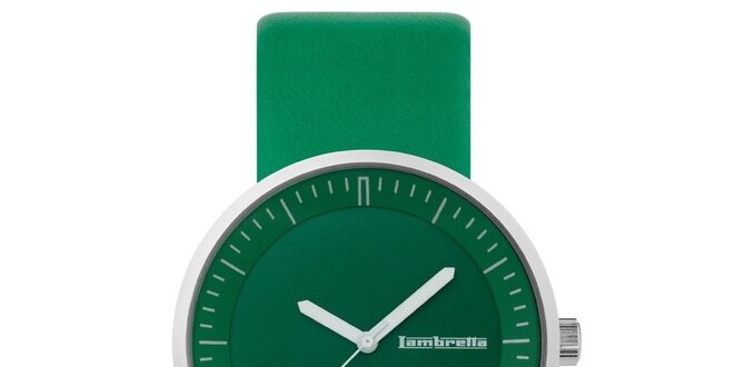 Zelené hodinky s koženým řemínkem Lambretta