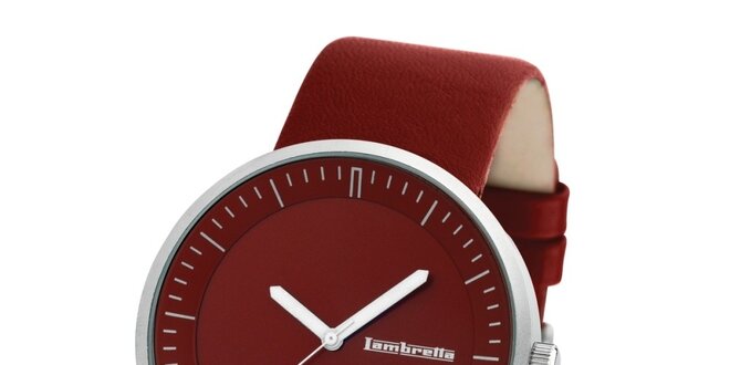 Červené hodinky s koženým řemínkem Lambretta