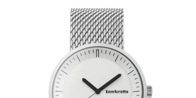Stříbrné hodinky s bílým ciferníkem Lambretta