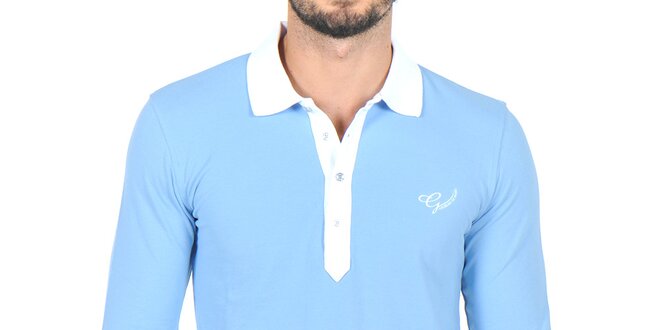 Pánské modré polo tričko s bílým límečkem Giorgio di Mare
