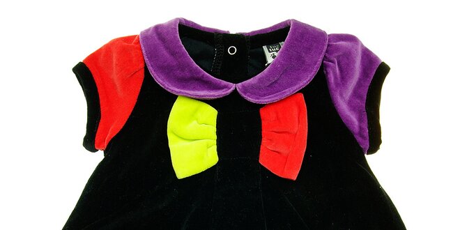 Dětské černé sametové šatičky Tuc Tuc s barevnou mašlí
