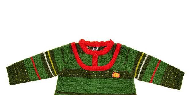 Dětský zelený svetřík Tuc Tuc s barevnými proužky