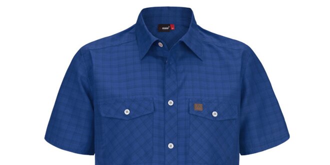 Pánská modrá kostkovaná funkční košile s krátkým rukávem Maier