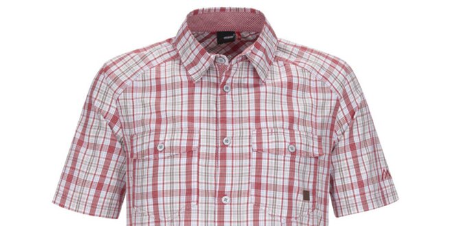 Pánská červeno-bílá kostkovaná košile s krátkým rukávem Maier