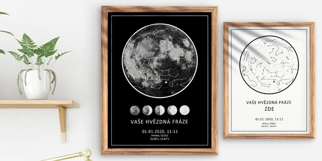 Hvězdná mapa s datem a časem vašeho seznámení