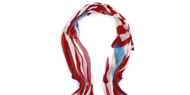 Dámský dlouhý červeno-bílý šátek Fraas