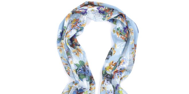 Dámský modrý šátek s květy Fraas