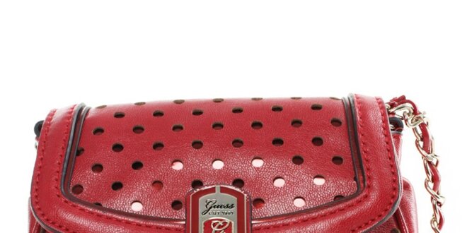 Dámská červená kabelka s dekorativním perforováním Guess