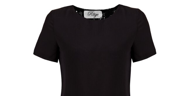 Dámské černé tričko s krajkovým ukončením Madam Rage