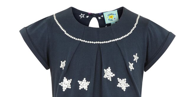 Dívčí modré tričko s flitrovými hvězdami Uttam Boutique