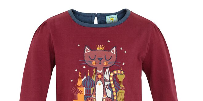 Dětské vínové tričko s kočičkou Uttam Boutique