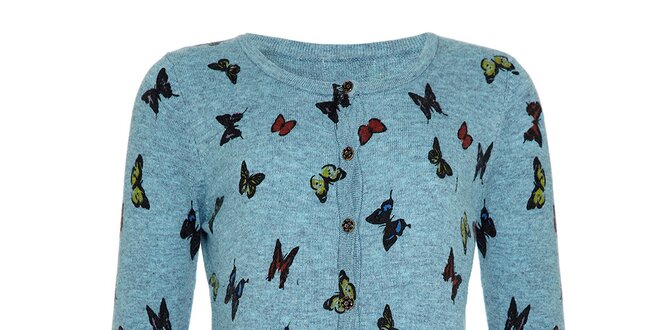 Dívčí modrý svetřík s motýly Yumi