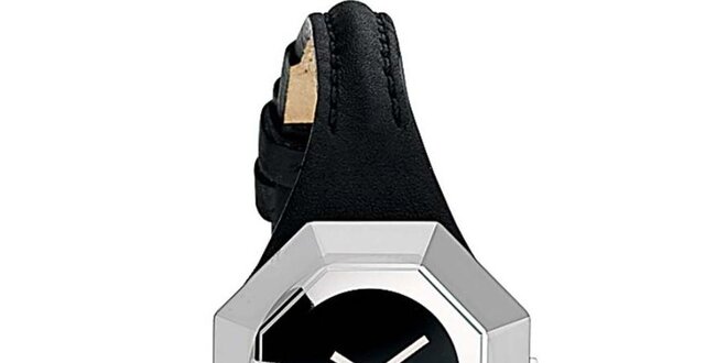 Dámské ocelové hodinky Dolce & Gabbana s černým koženým řemínkem